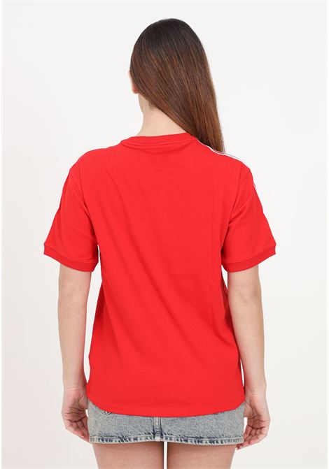 Red women's t-shirt with three white stripes ADIDAS ORIGINALS | IR8050.