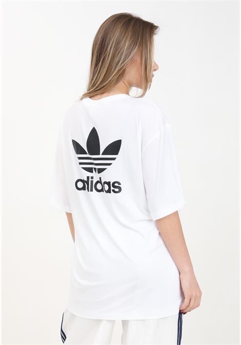 T-shirt da donna bianca e nera trefoil ADIDAS ORIGINALS | IR8064.