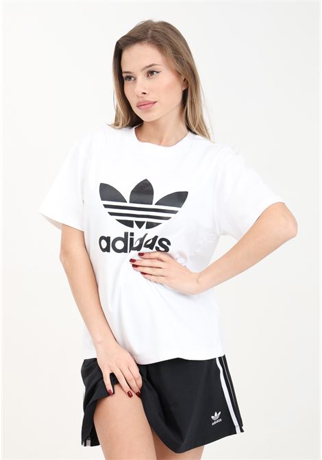 T-shirt da donna bianca e nera trefoil regular ADIDAS ORIGINALS | IR9534.