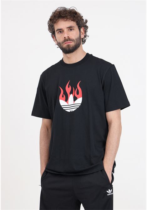 T-shirt da uomo nera Flames logo ADIDAS ORIGINALS | IS0178.