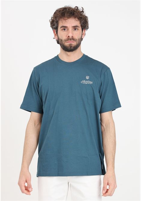 T-shirt da uomo verde petrolio con maxi stampa logo sul retro ADIDAS ORIGINALS | IS0225.