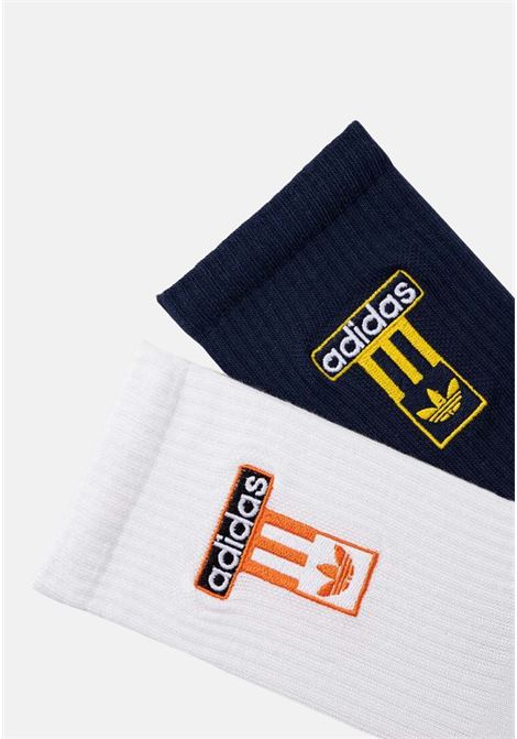 White and blue 2-pack socks for men and women with logo embroidery ADIDAS ORIGINALS | IS0740.
