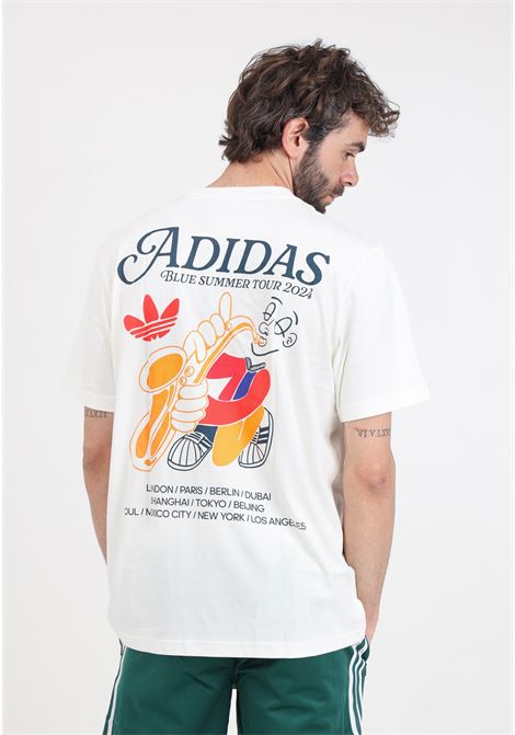 T-shirt da uomo bianca Graphic fire trefoil ADIDAS ORIGINALS | T-shirt | IS2937.