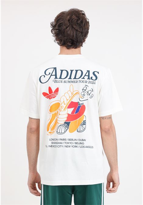T-shirt da uomo bianca Graphic fire trefoil ADIDAS ORIGINALS | IS2937.