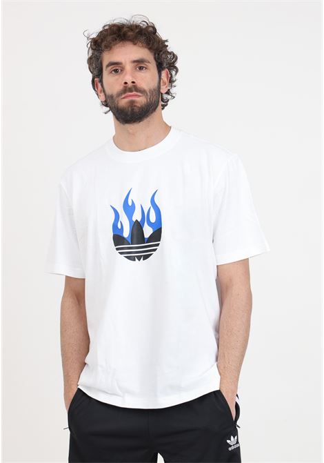 T-shirt da uomo bianca Flames logo ADIDAS ORIGINALS | T-shirt | IS2944.