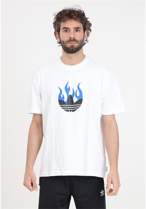 T-shirt da uomo bianca Flames logo ADIDAS ORIGINALS | IS2944.