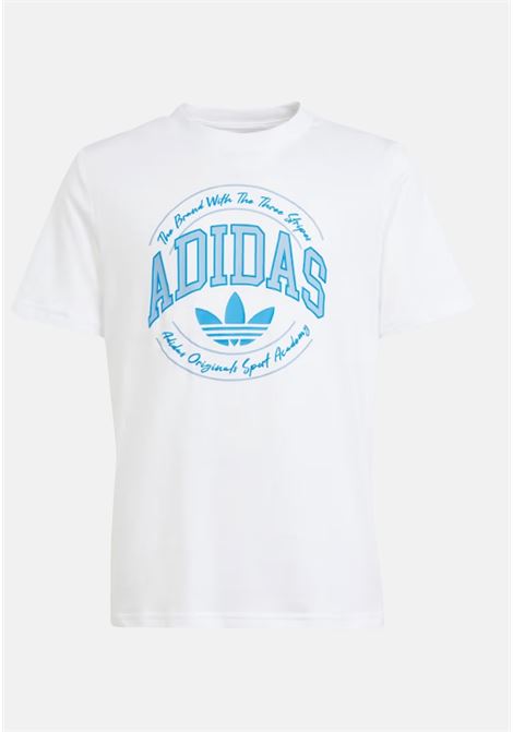 White baby girl t-shirt with blue print ADIDAS ORIGINALS | IT7278.