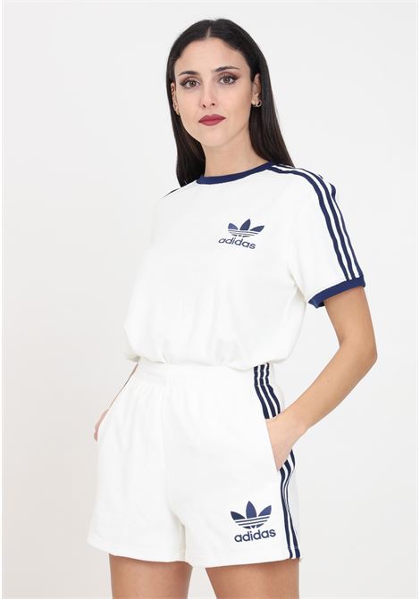 White women's terry t-shirt with 3 side stripes ADIDAS ORIGINALS | IT9842.
