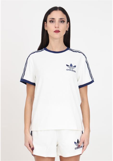 White women's terry t-shirt with 3 side stripes ADIDAS ORIGINALS | IT9842.