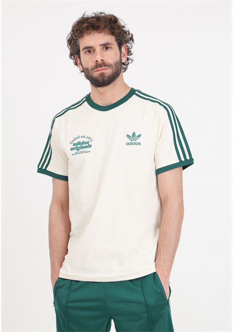 T-shirt da uomo color crema e verde Graphic cali tee ADIDAS ORIGINALS | IU0217.