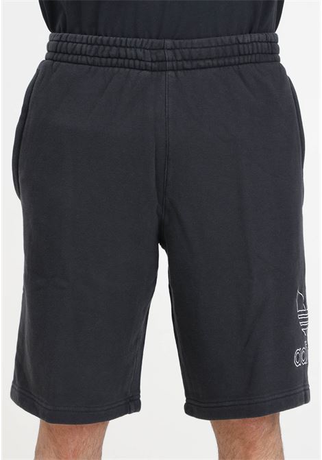 Shorts da uomo neri e bianchi Outline trefoil ADIDAS ORIGINALS | IU2370.