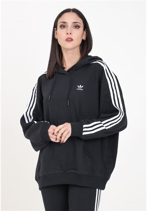 Felpa da donna nera hoodie adicolor 3 stripes oversize ADIDAS ORIGINALS | IU2418.