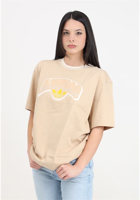 T-shirt da donna beige Logo gfx ADIDAS ORIGINALS | IU2492.