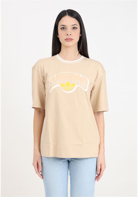 T-shirt da donna beige Logo gfx ADIDAS ORIGINALS | IU2492.