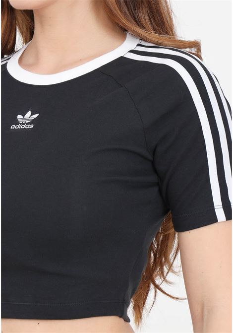 T-shirt da donna nera 3 stripes baby ADIDAS ORIGINALS | IU2532.