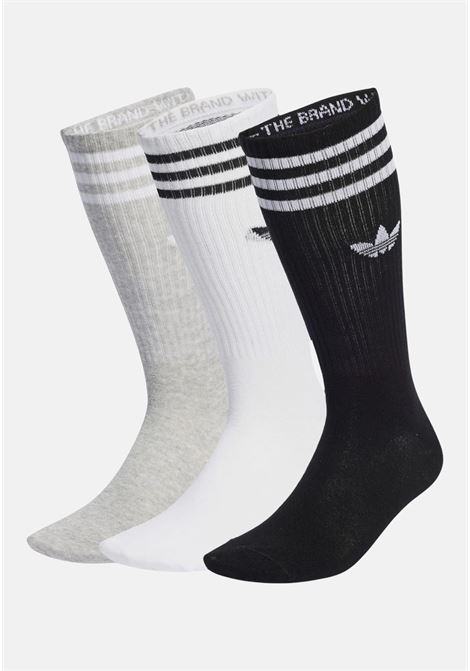 Set of three pairs of white black and gray men's women's socks ADIDAS ORIGINALS | IU2653.