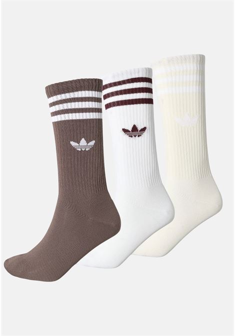 Set of three pairs of white brown cream men's and women's socks ADIDAS ORIGINALS | IU2654.