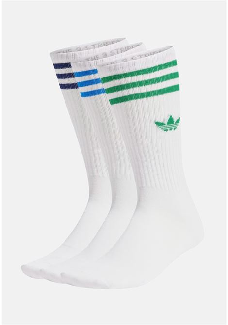 Set of three pairs of white green and blue men's women's socks ADIDAS ORIGINALS | Socks | IU2656.