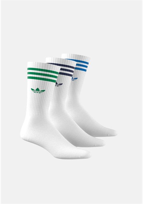 Set of three pairs of white green and blue men's women's socks ADIDAS ORIGINALS | IU2656.