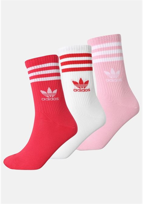 Set of three pairs of white red and pink women's socks ADIDAS ORIGINALS | Socks | IU2660.
