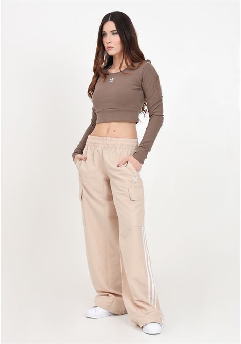 Beige and white Adicolor Cargo women's trousers ADIDAS ORIGINALS | IZ0717.