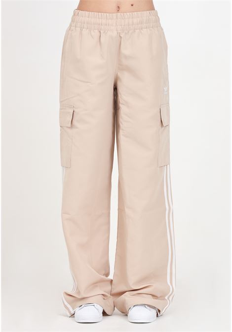 Beige and white Adicolor Cargo women's trousers ADIDAS ORIGINALS | Pants | IZ0717.