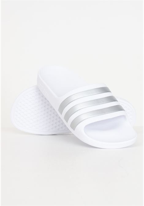 White and silver children's slippers Adilette aqua k ADIDAS PERFORMANCE | F35555.