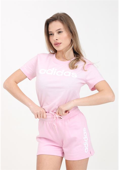 Pink women's t-shirt with white logo print on the chest ADIDAS PERFORMANCE | GL0771.