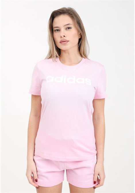 Pink women's t-shirt with white logo print on the chest ADIDAS PERFORMANCE | T-shirt | GL0771.