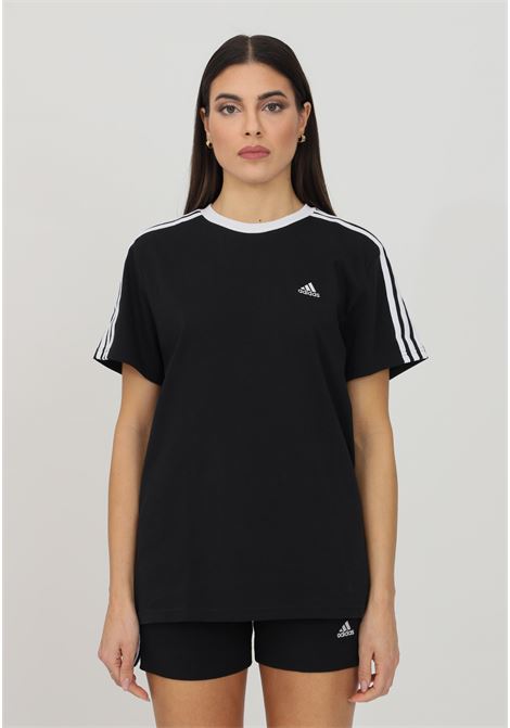 T-shirt da donna nera  Essentials 3-stripes nero con bande a contrasto ADIDAS PERFORMANCE | T-shirt | GS1379.
