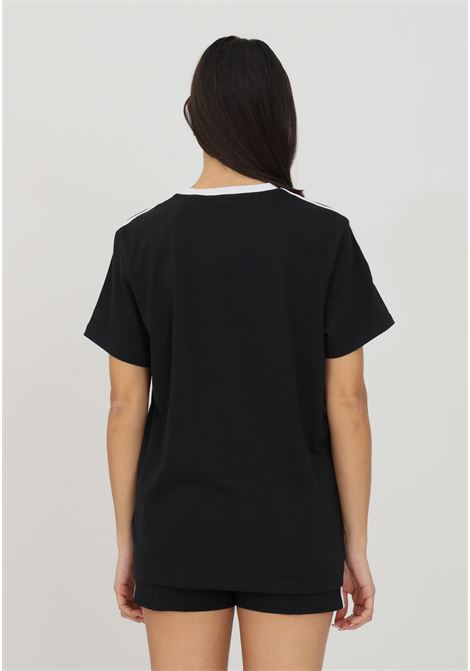 T-shirt da donna nera  Essentials 3-stripes nero con bande a contrasto ADIDAS PERFORMANCE | GS1379.