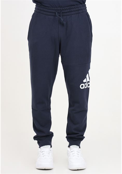 Essentials blue men's french terry tapered cuff logo trousers ADIDAS PERFORMANCE | Pants | HA4344.