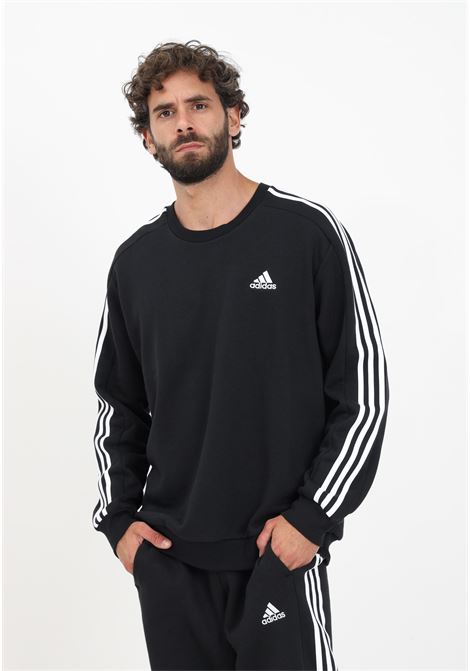 Black Essentials Fleece 3-Stripes crewneck sweatshirt for men ADIDAS PERFORMANCE | IB4027.