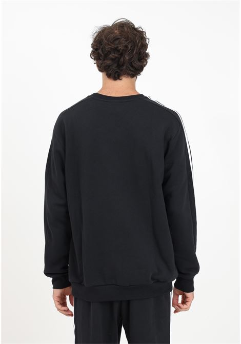 Black Essentials Fleece 3-Stripes crewneck sweatshirt for men ADIDAS PERFORMANCE | Hoodie | IB4027.