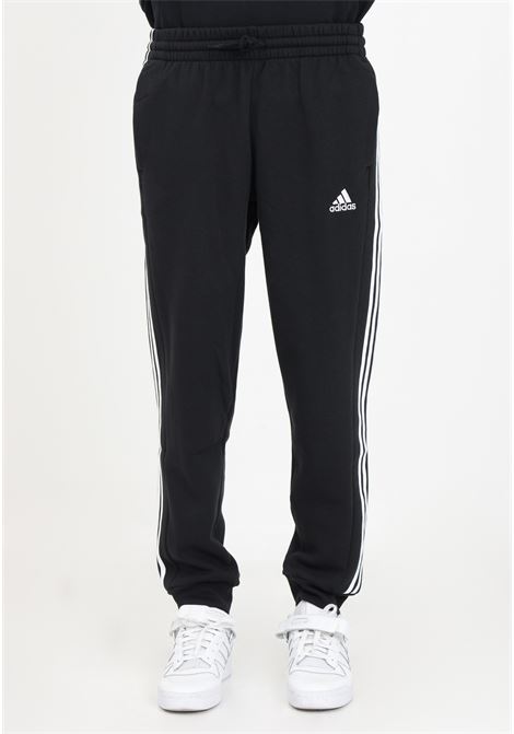 Pantalone Essentials Fleece 3-Stripes Tapered Cuff nero da uomo ADIDAS PERFORMANCE | Pantaloni | IB4030.