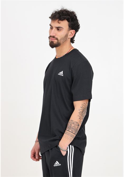 T-shirt da uomo nera Essentials single jersey embroidered small logo ADIDAS PERFORMANCE | T-shirt | IC9282.