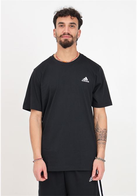 T-shirt da uomo nera Essentials single jersey embroidered small logo ADIDAS PERFORMANCE | IC9282.