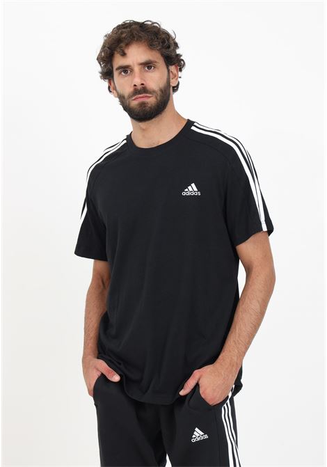 T-shirt nera da uomo Essentials Single Jersey 3-Stripes ADIDAS PERFORMANCE | IC9334.