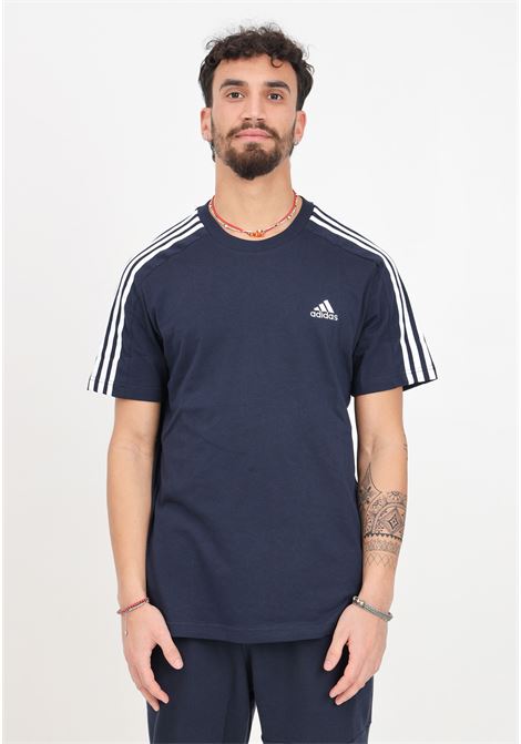 T-shirt da uomo blu notte Essentials single jersey 3-stripes ADIDAS PERFORMANCE | T-shirt | IC9335.