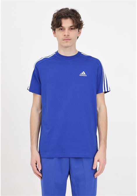 T-shirt uomo blu e bianca Essentials single jersey 3-stripes ADIDAS PERFORMANCE | T-shirt | IC9338.