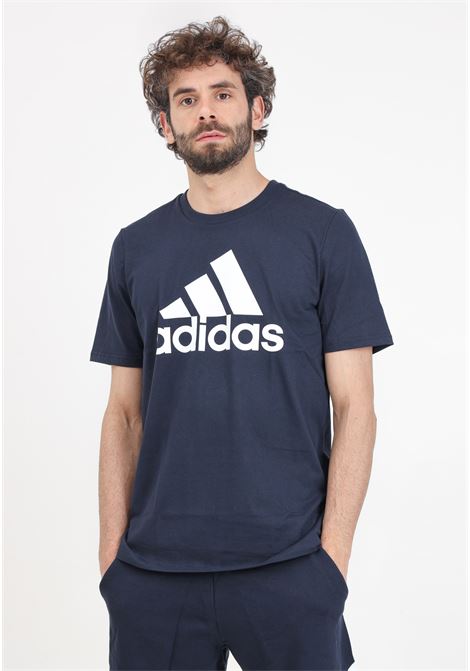 T-shirt da uomo blu notte Essentials single jersey big logo ADIDAS PERFORMANCE | T-shirt | IC9348.