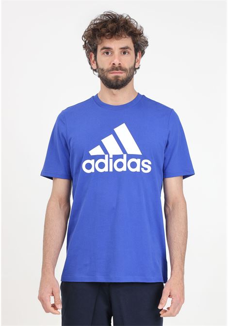 T-shirt da uomo blu Essentials single jersey big logo ADIDAS PERFORMANCE | IC9351.
