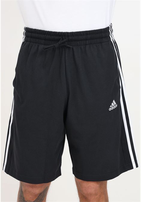 Shorts da uomo neri Essentials single jersey 3-stripes ADIDAS PERFORMANCE | Shorts | IC9382.