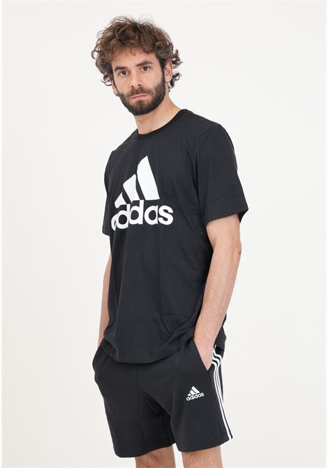 Essentials french terry 3 stripes black and white men's shorts ADIDAS PERFORMANCE | Shorts | IC9435.