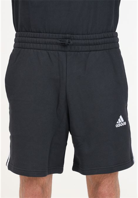 Essentials french terry 3 stripes black and white men's shorts ADIDAS PERFORMANCE | Shorts | IC9435.
