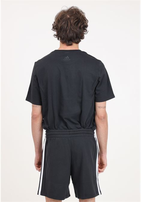 Shorts da uomo bianchi e neri Essentials french terry 3 stripes ADIDAS PERFORMANCE | IC9435.