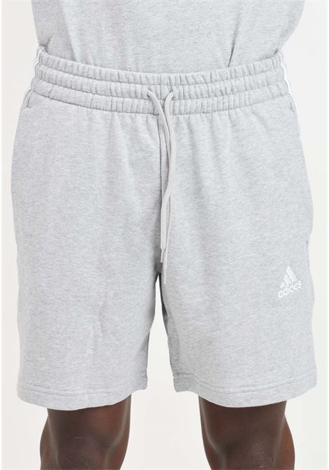 Shorts da uomo grigi e bianchi Essentials french terry 3 stripes ADIDAS PERFORMANCE | Shorts | IC9437.