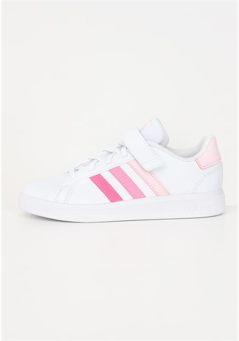 Sneakers bianche con stripes rosa da bambina Grand Court ADIDAS PERFORMANCE | Sneakers | IG4838.