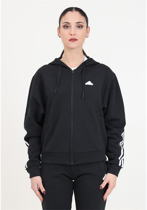 Black and white women's future icons 3 stripes full zip hoodie ADIDAS PERFORMANCE | Hoodie | IN9475.