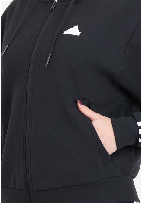 Felpa da donna nera e bianca future icons 3 stripes full zip hoodie ADIDAS PERFORMANCE | Felpe | IN9475.